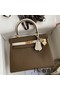 Hermes Kelly Retourne 25 Bicolor Bag in Taupe and Craie Clemence Calfskin Replica