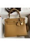 Hermes Kelly Retourne 25 Handmade Bag In Biscuit Clemence Leather Replica