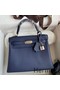 Hermes Kelly Retourne 25 Handmade Bag In Blue Saphir Clemence Leather Replica