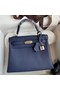 Hermes Kelly Retourne 25 Handmade Bag In Blue Saphir Clemence Leather Replica