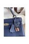 Hermes Kelly Retourne 25 Handmade Bag In Blue Saphir Clemence Leather Replica