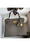 Hermes Kelly Retourne 25 Handmade Bag In Etain Clemence Leather Replica