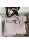 Hermes Kelly Retourne 25 Handmade Bag In Mauve Pale Swift Calfskin Replica