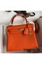 Hermes Kelly Retourne 25 Handmade Bag In Orange Clemence Leather Replica