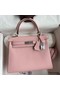 Hermes Kelly Retourne 25 Handmade Bag In Rose Sakura Swift Calfskin Replica