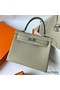 Hermes Kelly Retourne 25 Handmade Bag In Sauge Clemence Leather Replica