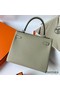 Hermes Kelly Retourne 25 Handmade Bag In Sauge Clemence Leather Replica