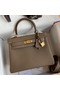 Hermes Kelly Retourne 25 Handmade Bag In Taupe Clemence Leather Replica