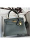 Hermes Kelly Retourne 25 Handmade Bag In Vert Amande Clemence Leather Replica