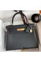 Hermes Kelly Retourne 28 Handmade Bag In Black Clemence Leather Replica