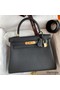 Hermes Kelly Retourne 28 Handmade Bag In Black Clemence Leather Replica