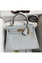 Hermes Kelly Retourne 28 Handmade Bag In Blue Glacier Clemence Leather Replica
