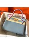 Hermes Kelly Retourne 28 Handmade Bag In Blue Lin Clemence Leather Replica