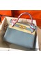 Hermes Kelly Retourne 28 Handmade Bag In Blue Lin Clemence Leather Replica