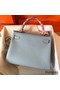 Hermes Kelly Retourne 28 Handmade Bag In Blue Lin Clemence Leather Replica