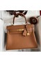Hermes Kelly Retourne 28 Handmade Bag In Gold Clemence Leather Replica
