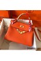 Hermes Kelly Retourne 28 Handmade Bag In Orange Clemence Leather Replica