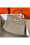 Hermes Kelly Retourne 28 Handmade Bag In Tourterelle Clemence Leather Replica