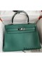 Hermes Kelly Retourne 32 Handmade Bag In Malachite Clemence Leather Replica