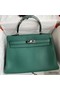 Hermes Kelly Retourne 32 Handmade Bag In Malachite Clemence Leather Replica