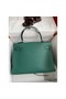 Hermes Kelly Retourne 32 Handmade Bag In Malachite Clemence Leather Replica