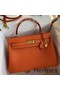 Hermes Kelly Retourne 32 Handmade Bag In Orange Clemence Leather Replica