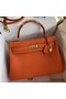 Hermes Kelly Retourne 32 Handmade Bag In Orange Clemence Leather Replica