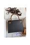 Hermes Kelly Sellier 25 Bicolor Bag in Black and Gold Epsom Calfskin Replica