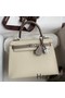 Hermes Kelly Sellier 25 Bicolor Bag in Craie and Gris Asphalt Epsom Calfskin Replica