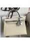 Hermes Kelly Sellier 25 Bicolor Bag in Craie and Gris Mouette Epsom Calfskin Replica
