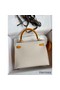 Hermes Kelly Sellier 25 Bicolor Bag in Craie and Yellow Epsom Calfskin Replica