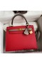 Hermes Kelly Sellier 25 Bicolor Bag in Red and Etain Epsom Calfskin Replica