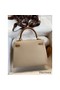 Hermes Kelly Sellier 25 Bicolor Bag in Trench and Gold Epsom Calfskin Replica