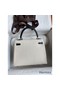 Hermes Kelly Sellier 25 Bicolor Bag in White and Black Mysore Goatskin Replica