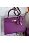 Hermes Kelly Sellier 25 Handmade Bag In Anemone Epsom Calfskin Replica