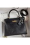 Hermes Kelly Sellier 25 Handmade Bag In Black Crocodile Niloticus Matte Skin Replica