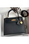 Hermes Kelly Sellier 25 Handmade Bag In Black Mysore Goatskin Replica