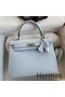 Hermes Kelly Sellier 25 Handmade Bag In Blue Brume Epsom Calfskin Replica