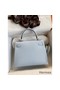 Hermes Kelly Sellier 25 Handmade Bag In Blue Brume Epsom Calfskin Replica