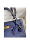 Hermes Kelly Sellier 25 Handmade Bag In Blue Iris Ostrich Leather Replica