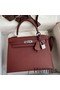 Hermes Kelly Sellier 25 Handmade Bag In Bordeaux Epsom Calfskin Replica