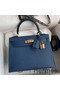 Hermes Kelly Sellier 25 Handmade Bag In Deep Blue Epsom Calfskin Replica