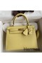 Hermes Kelly Sellier 25 Handmade Bag In Jaune Poussin Epsom Calfskin Replica