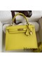 Hermes Kelly Sellier 25 Handmade Bag In Lime Epsom Calfskin Replica