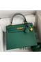 Hermes Kelly Sellier 25 Handmade Bag In Malachite Epsom Calfskin Replica