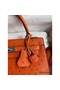 Hermes Kelly Sellier 25 Handmade Bag In Orange Ostrich Leather Replica