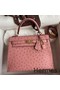 Hermes Kelly Sellier 25 Handmade Bag In Terre Cuite Ostrich Leather Replica