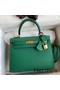 Hermes Kelly Sellier 25 Handmade Bag In Vert Vertigo Epsom Calfskin Replica