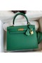 Hermes Kelly Sellier 25 Handmade Bag In Vert Vertigo Epsom Calfskin Replica