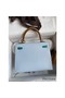 Hermes Kelly Sellier 25 Tricolor Bag in Blue/Green/SesameEpsom Calfskin Replica